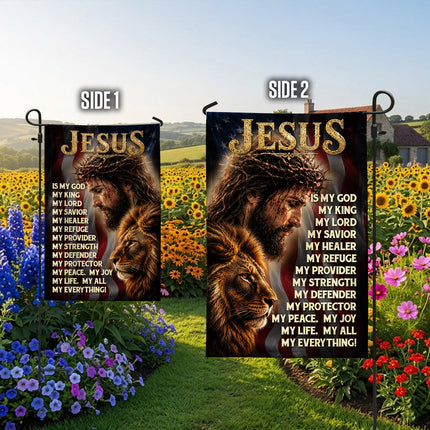 SP-01 Patriotic Christian Flag Jesus Lion of Judah Faith Declaration Church Decor