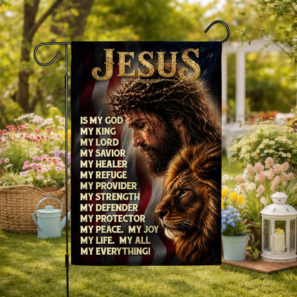 SP-01 Patriotic Christian Flag Jesus Lion of Judah Faith Declaration Church Decor