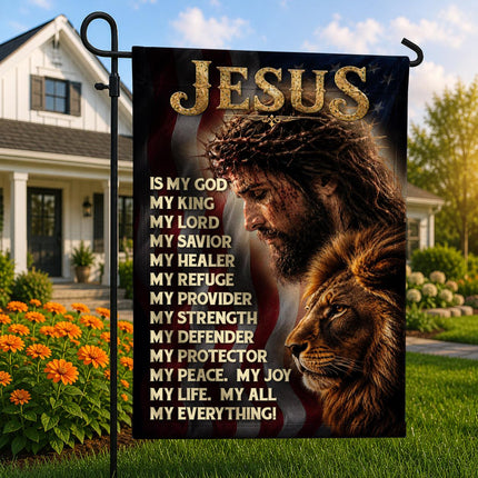 Jesus Is My God My King My Lord Lion Christian Flag