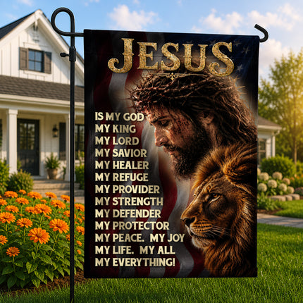SP-01 Patriotic Christian Flag Jesus Lion of Judah Faith Declaration Church Decor