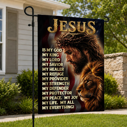 SP-01 Patriotic Christian Flag Jesus Lion of Judah Faith Declaration Church Decor