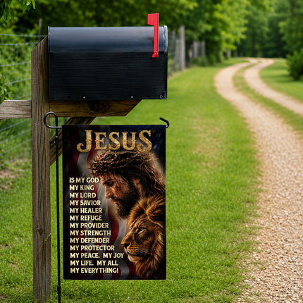 SP-01 Patriotic Christian Flag Jesus Lion of Judah Faith Declaration Church Decor
