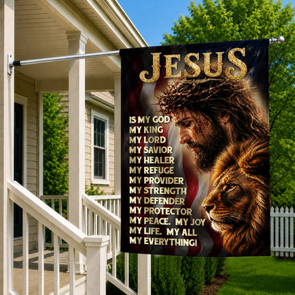 SP-01 Patriotic Christian Flag Jesus Lion of Judah Faith Declaration Church Decor