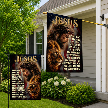 SP-01 Patriotic Christian Flag Jesus Lion of Judah Faith Declaration Church Decor