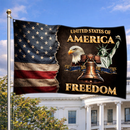 Patriotic Torn Freedom Symbols American House Flag