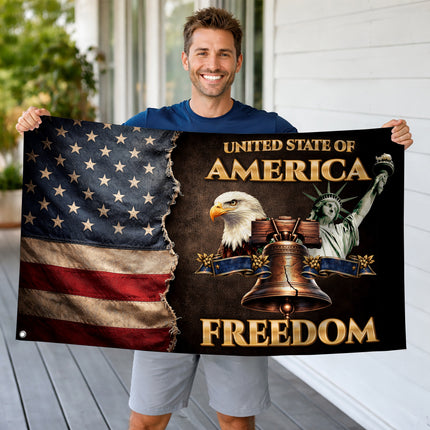 SP-01 American Freedom Flag Statue of Liberty Eagle Independence Day