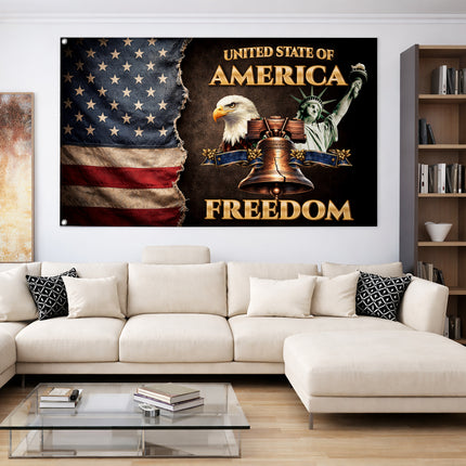 SP-01 American Freedom Flag Statue of Liberty Eagle Independence Day