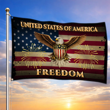 SP-01 Bald Eagle Flag United States of America Freedom Independence Day
