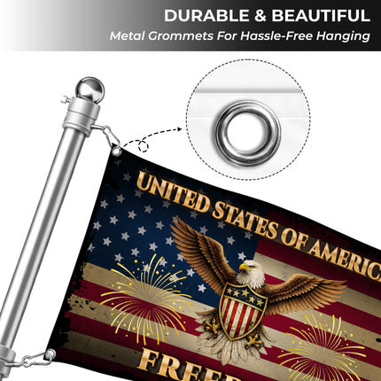 SP-01 Bald Eagle Flag United States of America Freedom Independence Day
