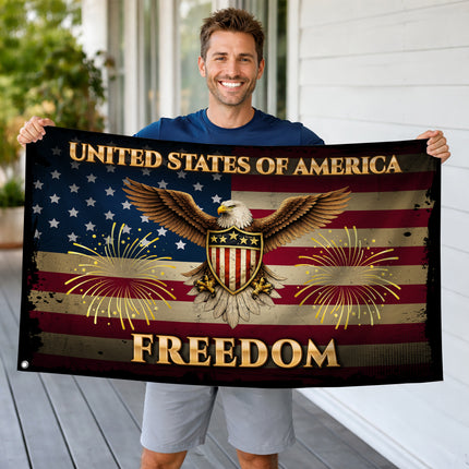 SP-01 Bald Eagle Flag United States of America Freedom Independence Day