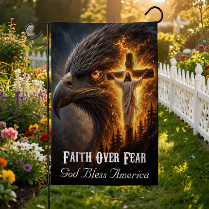 SP-01 God Bless America Faith Over Fear Eagle Jesus Garden Flag Church Events