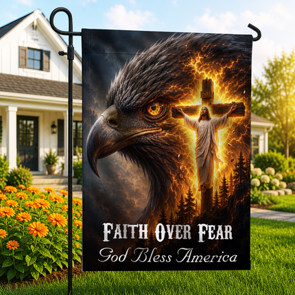 SP-01 God Bless America Faith Over Fear Eagle Jesus Garden Flag Church Events