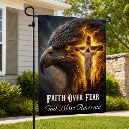 SP-01 God Bless America Faith Over Fear Eagle Jesus Garden Flag Church Events