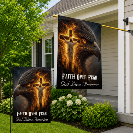 SP-01 God Bless America Faith Over Fear Eagle Jesus Garden Flag Church Events