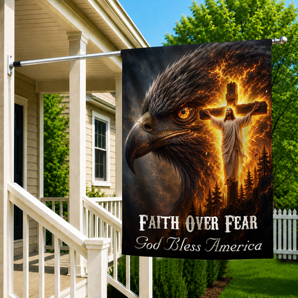 SP-01 God Bless America Faith Over Fear Eagle Jesus Garden Flag Church Events