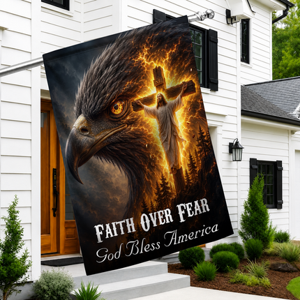 SP-01 God Bless America Faith Over Fear Eagle Jesus Garden Flag Church Events