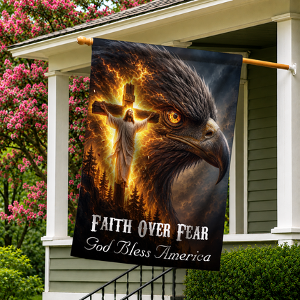 SP-01 God Bless America Faith Over Fear Eagle Jesus Garden Flag Church Events