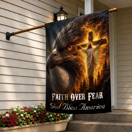 SP-01 God Bless America Faith Over Fear Eagle Jesus Garden Flag Church Events