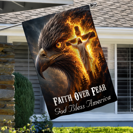 SP-01 God Bless America Faith Over Fear Eagle Jesus Garden Flag Church Events