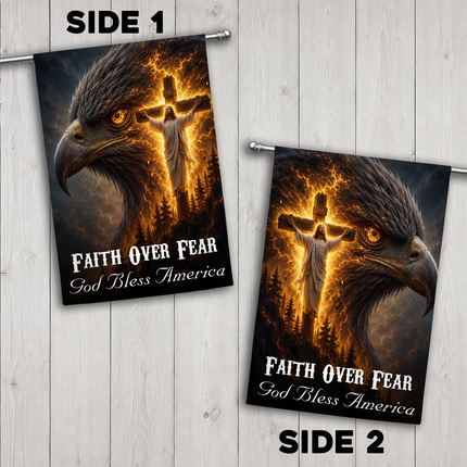 SP-01 God Bless America Faith Over Fear Eagle Jesus Garden Flag Church Events