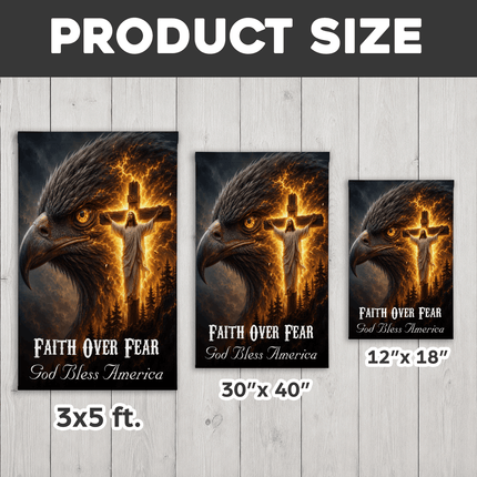 Faith Over Fear Eagle Cross God Bless America Flag