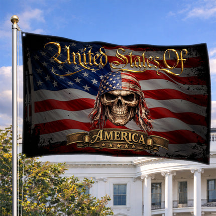 Patriotic USA Skull Bandana American House Flag