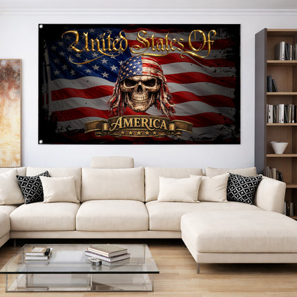 Patriotic USA Skull Bandana American House Flag