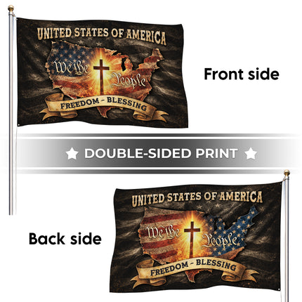 SP-01 Religious Patriotic Flag Cross and Country Christian Gathering