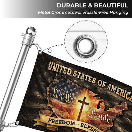 SP-01 Religious Patriotic Flag Cross and Country Christian Gathering
