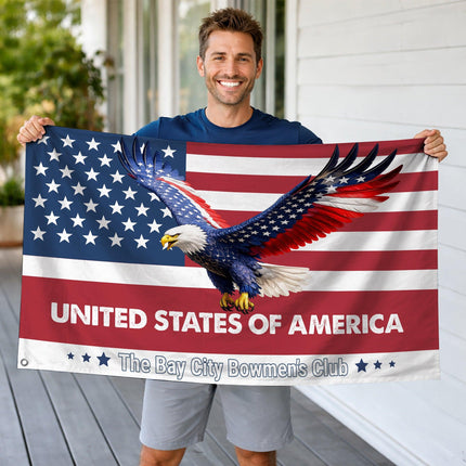 Personalized Soaring Eagle Patriotic American House Flag