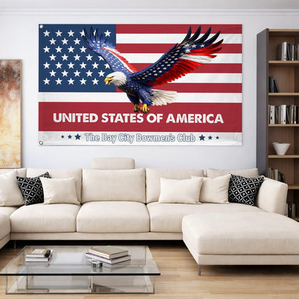 Personalized Soaring Eagle Patriotic American House Flag