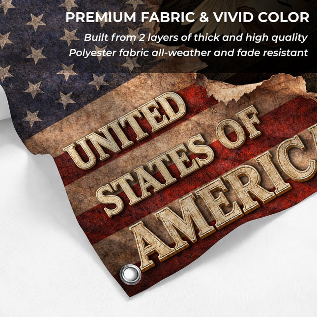 Patriotic Torn Lady Justice Eagle American House Flag