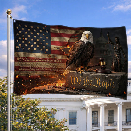 Patriotic We The People Justice Gavel American House Flag