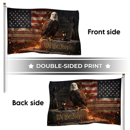 Patriotic We The People Justice Gavel American House Flag