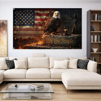 Patriotic We The People Justice Gavel American House Flag