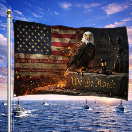 Patriotic We The People Justice Gavel American House Flag