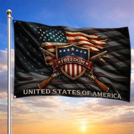 SP-01 Christian Porch Flag Freedom and Blessings Patriotic Festival