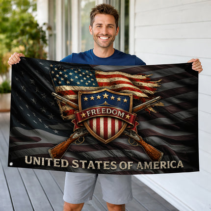 SP-01 Christian Porch Flag Freedom and Blessings Patriotic Festival