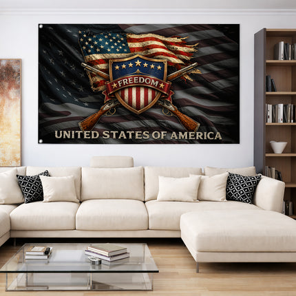 SP-01 Christian Porch Flag Freedom and Blessings Patriotic Festival