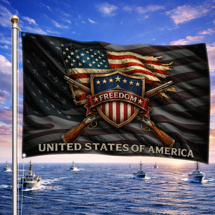 SP-01 Christian Porch Flag Freedom and Blessings Patriotic Festival