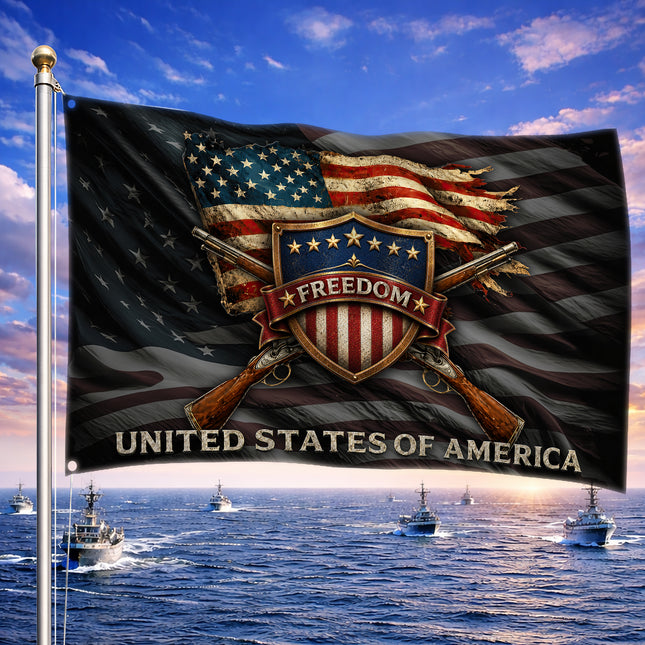 SP-01 Christian Porch Flag Freedom and Blessings Patriotic Festival