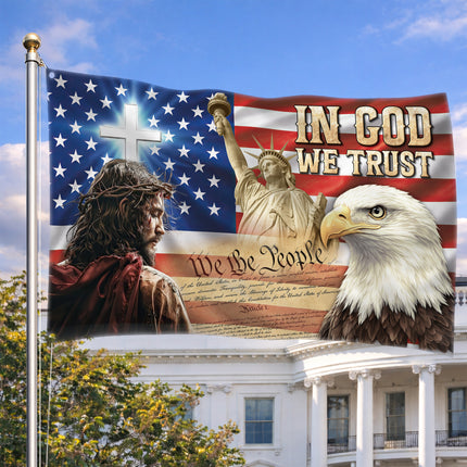 SP-01 In God We Trust Constitutional Faith and Freedom Grommet Flag