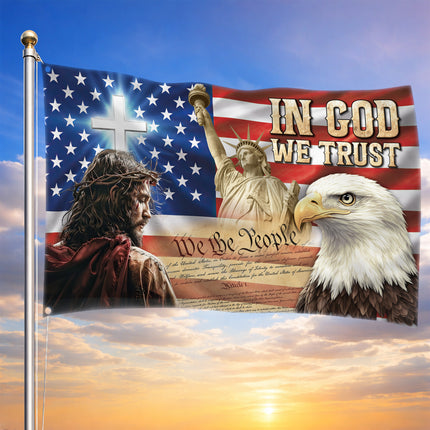 SP-01 In God We Trust Constitutional Faith and Freedom Grommet Flag