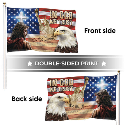 SP-01 In God We Trust Constitutional Faith and Freedom Grommet Flag