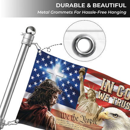 In God We Trust Jesus Liberty Grommet Flag