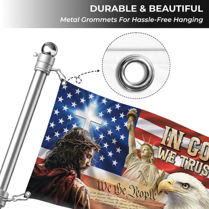 SP-01 In God We Trust Constitutional Faith and Freedom Grommet Flag