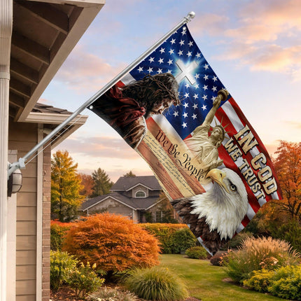 In God We Trust Jesus Liberty Grommet Flag