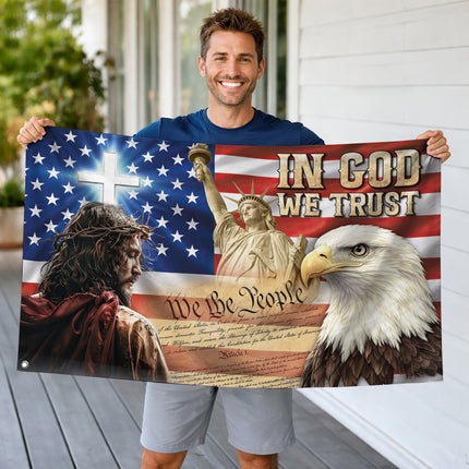SP-01 In God We Trust Constitutional Faith and Freedom Grommet Flag