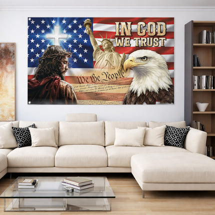 SP-01 In God We Trust Constitutional Faith and Freedom Grommet Flag