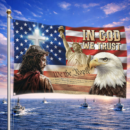 SP-01 In God We Trust Constitutional Faith and Freedom Grommet Flag